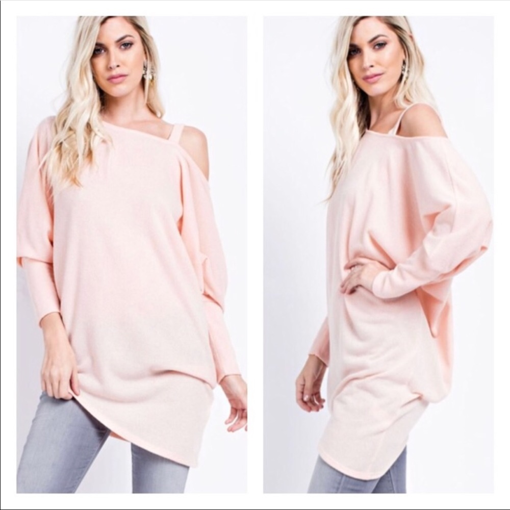Peach Dolman Asymmetrical Top